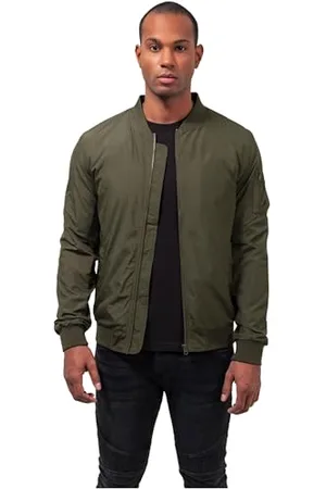 Urban classics Giacca Bomber Uomo, Ottimo per le Mezze Stagiorni, Stile Old School, Giubbotto Corto, Vestibilità Ottimale, Colore: verde oliva, Taglia: L