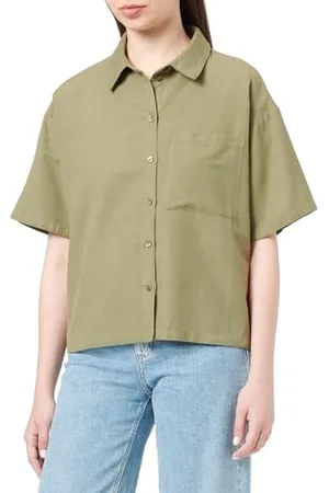 Pieces® Pcmilano SS Shirt Maglietta, Verde-Deep Lichen Green, L Donna