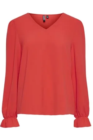 Pieces® Pctiffany LS V-Neck Top Noos BC Camicia a Maniche Lunghe, , L Donna