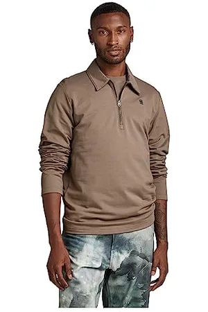 G-Star Uomo Polo Half Zip Lightweight Sweater, (deep walnut D23170-D136-B743), XL
