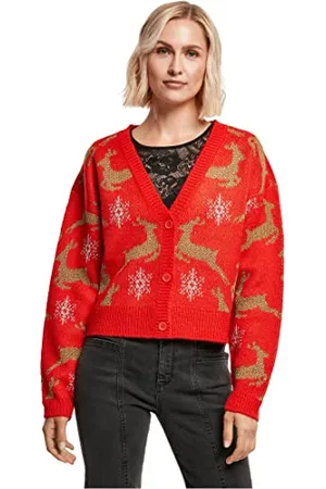 Urban classics Cardigan Natalizio da Donna, Oversize Maglia di Tuta, , M