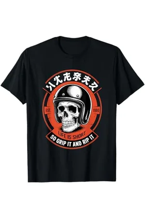 NineBlack Abbigliamento da motociclista asiatico Life Is Short Maglietta