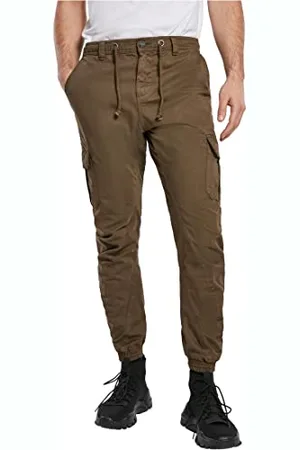 Urban classics Pantaloni Cargo Uomo in Stile Militare, Pantaloni Slim Fit, Polsini alle Caviglie, Colore: Marrone, Taglia: L