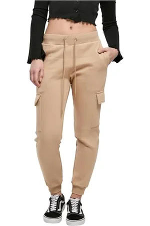 Urban classics Pantaloni Donna Cargo, Pantaloni Tuta da Donna Slim Fit, Sportivi, Grandi Tasche Laterali, Polsini alle Caviglie, Taglie XS - 5XL