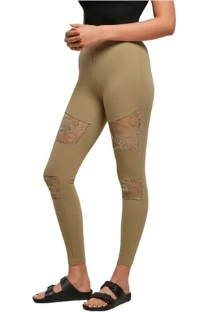 Urban classics Leggings Donna in Pizzo, Leggins Sportivi con Retina in Pizzo, Ideale per Fitness e Yoga, Disponibile in 3 Colori e Taglie da XS - 5XL