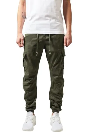 Urban classics Pantaloni Cargo da Uomo, Cargo Joggers con Stampa Militare, Pantaloni Comodi per Uomo, Pantaloni Joggings con Apertura Gamba Elastica, Colori: Camo Oliva, Taglia: 38