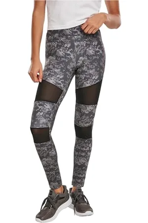 Urban classics Leggings Donna Motivo Mimetico con Retina Trasparente, Camo Tech Mesh, Materiale Opaco - Pantaloni Sportivi, Taglia: M Colore