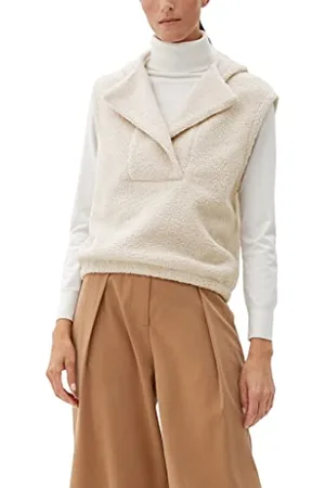 QS by s.Oliver 2123839 Felpa Senza Maniche, Beige, 44 Donna