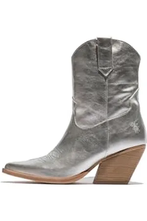 Fly London WOFY093FLY, Western Boot Donna, Silver, 41 EU