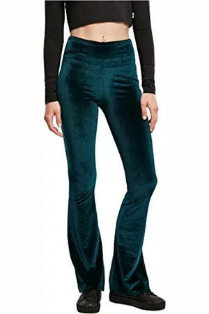 Urban classics Leggings Da Donna A Vita Alta In Velluto, Leggings Donna, (Teal), 4XL