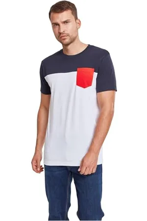 Urban classics 3-Tone Pocket Tee, Maglietta a Maniche Corte Uomo, (White/Navy/Fire Red), S