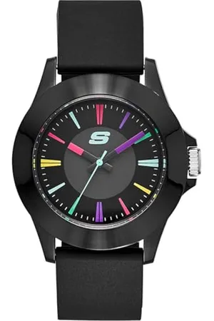 Skechers Orologio Rosencrans da donna, movimento a tre lancette, cassa in policarbonato nero da 40 mm con cinturino in silicone, SR6079