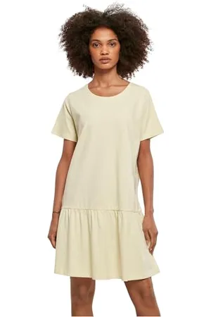 Urban classics Ladies Valance Tee Dress, Vestito Donna, (Soft Yellow), S
