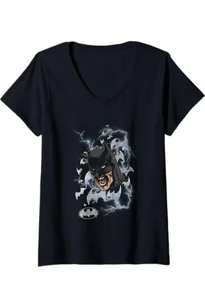 DC Comics Originals Donna Batman Shouts Lightning Bats Maglietta con Collo a V