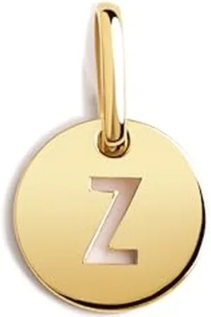 SINGULARU Mini Medallion Letter. Pendente con Iniziale in Argento Sterling 925 con Finitura Placcata 18 Kt. Abbinabile con Collana. Gioielli da Donna. Lettera Z