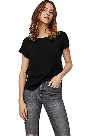 VERO MODA VMBECCA Plain SS Top GA Noos T-Shirt, (Black), S Donna