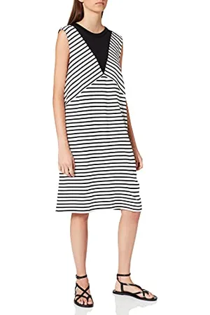 FIND Colour Block Stripe Tunic, Vestito Donna, (Black/White Striped), 14 (Taglia Produttore: Large)