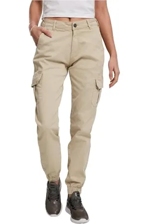 Urban classics Ladies High Waist Cargo Jogging Pants Pantaloni, Cemento, XXXXXL Donna