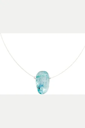 DUR Collana in vetro Crystall blu con cerchietto, circa 42 cm, placcata argento (K2911), 420 mm, Argento sterling, Nessuna pietra preziosa
