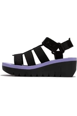 Fly London YOJI198FLY, Sandal Donna, Black/Black/Violet, 38 EU