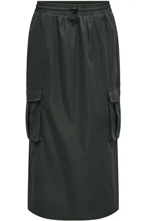 ONLY Onlcashi Cargo Long Skirt Wvn Noos Gonna, (Raven), M Donna