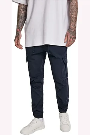Urban classics Pantaloni Cargo Uomo in Stile Militare, Pantaloni Slim Fit, Polsini alle Caviglie, Colore: Blu , Taglia: L