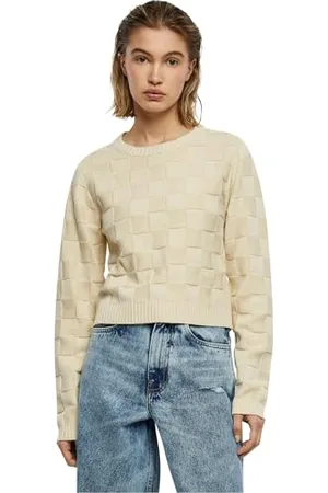 Urban classics Ladies Check Knit Sweater Maglia di Tuta, , 4XL Donna