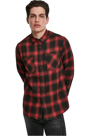 Urban classics Hemd Checked Flanell Shirt 6 Camicia, (Black/Red), L Uomo