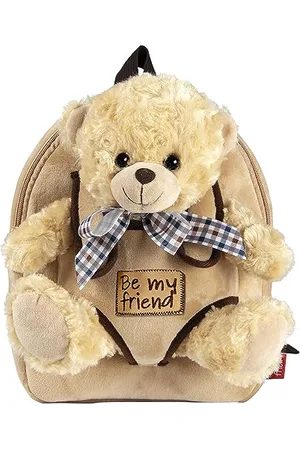 PERLETTI Zaino Asilo Bambina Bambino 3 4 5 Anni - Peluche Orso Beige - Zainetto Orsacchiotto da Bimbo Bimba Scuola Viaggi - Cartella Scolastica Morbida 21x27x9 cm (Orsetto Beige con Fiocco)
