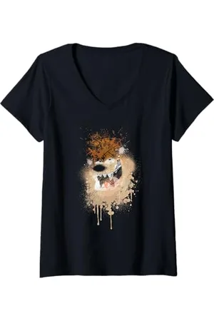 LOONEY TUNES Donna Spray Paint Taz Maglietta con Collo a V