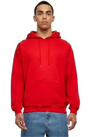 Urban classics Felpa con Cappuccio per Uomo, Invernale, Hoody Tinta Unita, Basic Casual Style, Colore: rosso, Taglia: XL