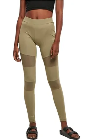 Urban classics Leggings Da Donna Tech Mesh, Leggings da Donna Tech Mesh Donna, Verde (Khaki), XL