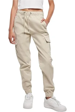 Urban classics Jeans Cargo Donna Stile Militare, Pantaloni Vita Alta, Elastici alle Caviglie Tasche Laterali, Diversi Colori Disponibili, Taglie XS - 5XL