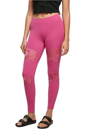 Urban classics Leggings Donna in Pizzo, Leggins Sportivi con Retina in Pizzo, Ideale per Fitness e Yoga, Disponibile in 3 Colori e Taglie da XS - 5XL