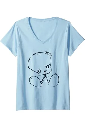 LOONEY TUNES Donna Doodle Tweety Maglietta con Collo a V