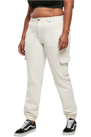 Urban classics Jeans Cargo Donna, Pantaloni in BIO Cotone a Vita Alta, Elastici alle Caviglie Tasche Laterali, Diversi Colori Disponibili, Taglie 26 - 66