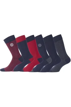 Serge Blanco Calzini Uomo cotone pettinato, set di 6 Calze Uomo Lunghe, leggeri e Traspirante, Rosso, Blu, Grigio, Taglie 39/42