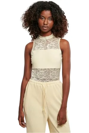 Urban classics Ladies Laces Body, Body in Pizzo Donna, Giallo Chiaro, L