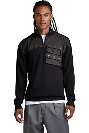 G-Star Uomo Swiss Army Woven Half Zip Knitted Sweater, (dk black D23207-C560-6484), M