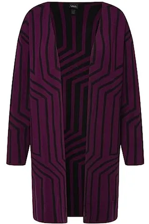 Ulla Popken Cardigan Aperto con Jaquard, , 52-54 Donna