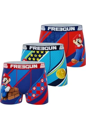 Freegun Boxer Uomo Super Mario, Slip Uomo Mario Sport (Set di 3), Taglia L