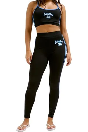 Juicy Couture Icon Leggings High Waist Trainingshose für Sport Freizeit Fitness mit Kordelzug in Versch. Farben, , L Donna