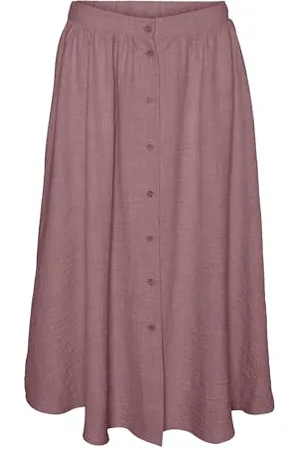 VERO MODA Vmmelaney H/W Button Calf Skirt Wvn Ga, , M Donna