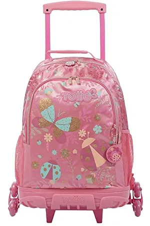 TOTTO Zaino Scuola con Ruote, Modello Catarina, Zaino Grande, Capacità 35 Litri, 2 Scomparti, Sistema Tripla Ruota, Cinghie a S, Stampa Fantasia