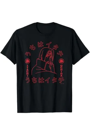 Naruto Shippuden Itachi Uchiha sharingan contorni anime Maglietta
