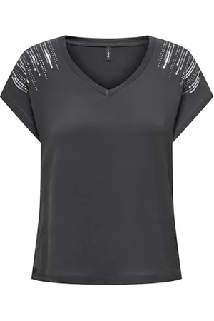 ONLY Onllouisa-Maglietta a Maniche Corte T-Shirt, (Gunmetal), S Donna