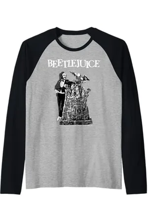 BEETLEJUICE Cimitero Scena Horror Art Maglia con Maniche Raglan