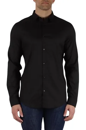 Armani Exchange Long Sleeve Ultra Stretch Lyocell Button Down Shirt. Slim Fit. Maglietta, , XL Uomo