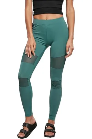 Urban classics Leggings, Sportivi a Vita Alta con Inserti Mesh Elasticizzati con Vestibilità Regolare e Gamba Affusolata, da Donna, (Paleleaf), S