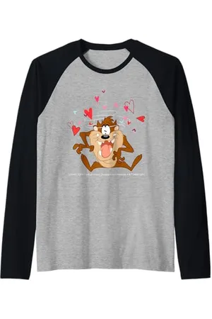 LOONEY TUNES Taz Spinning Hearts Fun Maglia con Maniche Raglan